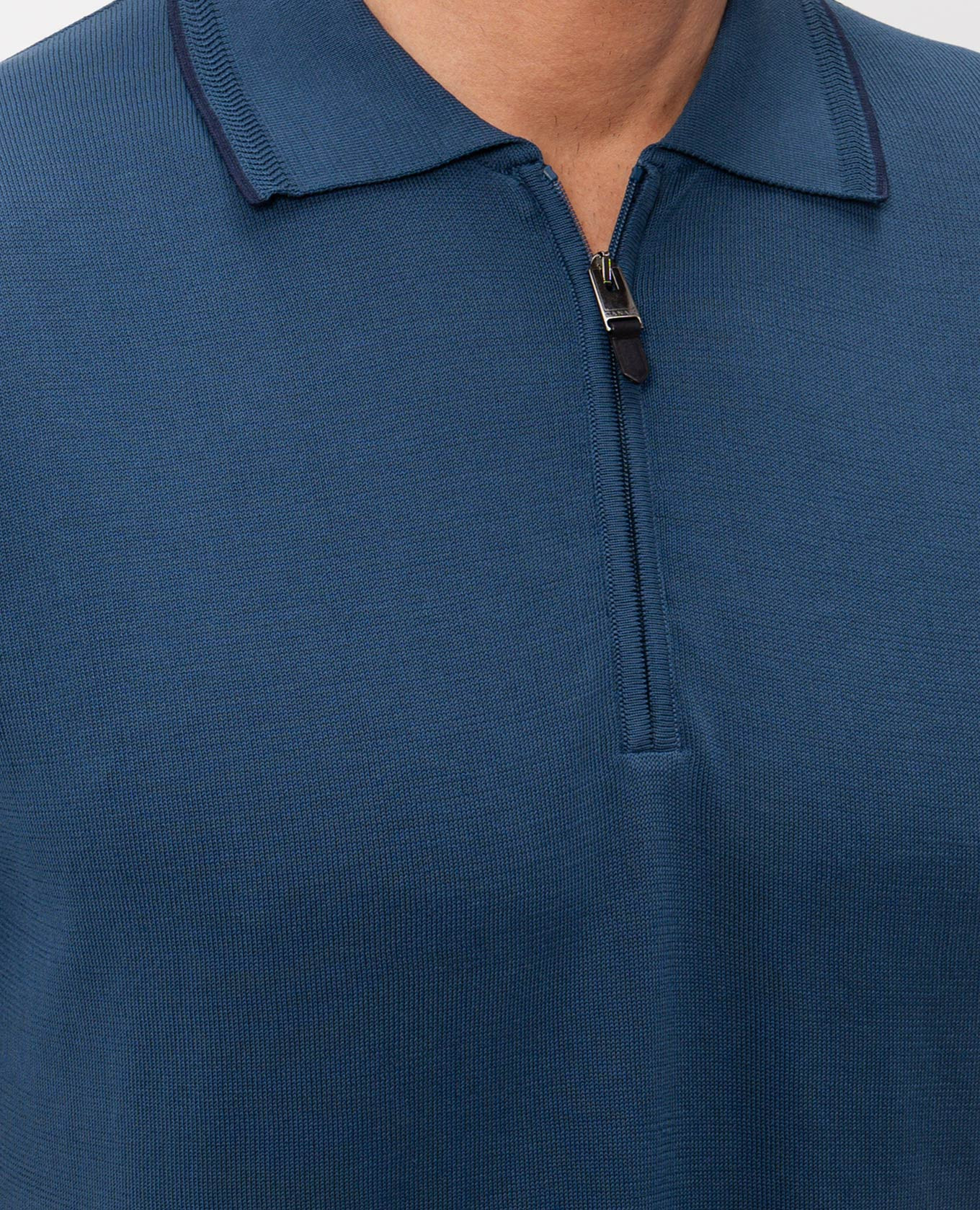 

Blue polo with zipper Canali