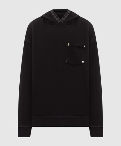Black hoodie with logo print