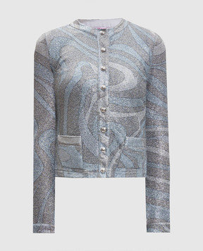 PUCCI Grey cardigan in Marmo print with lurex 5UJM705U767