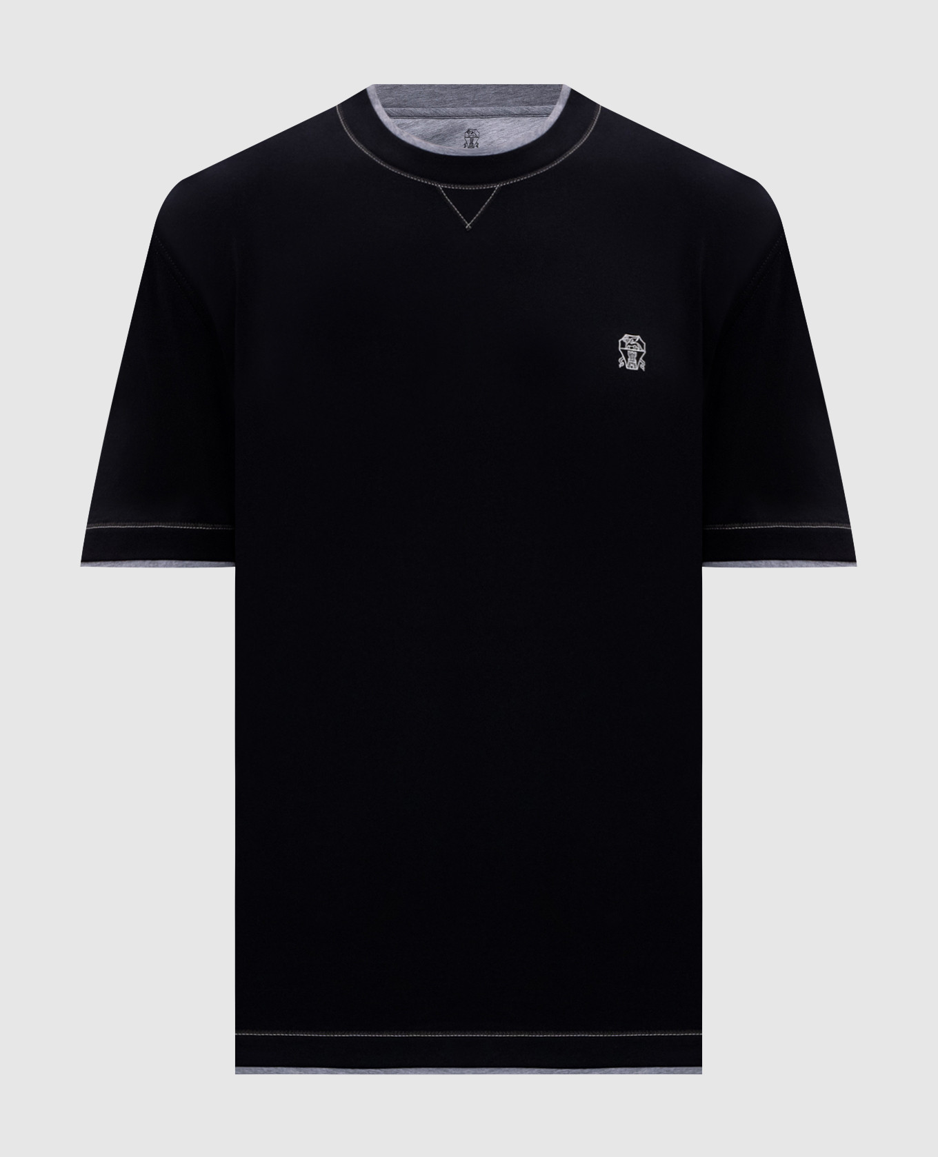 Black T-shirt with embroidered emblem