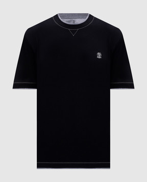 Brunello Cucinelli Black T-shirt with embroidered emblem M0B137451G