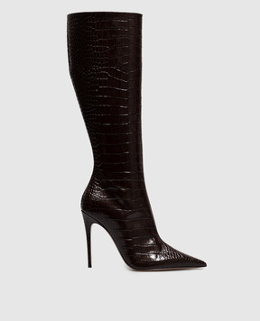 Paris Texas VERA burgundy leather boots with crocodile embossed pattern PX2046XCOCO