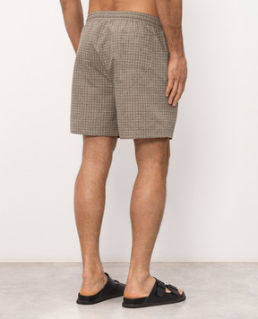 Brunello Cucinelli Green patterned swim shorts with embroidered logo MR847043P