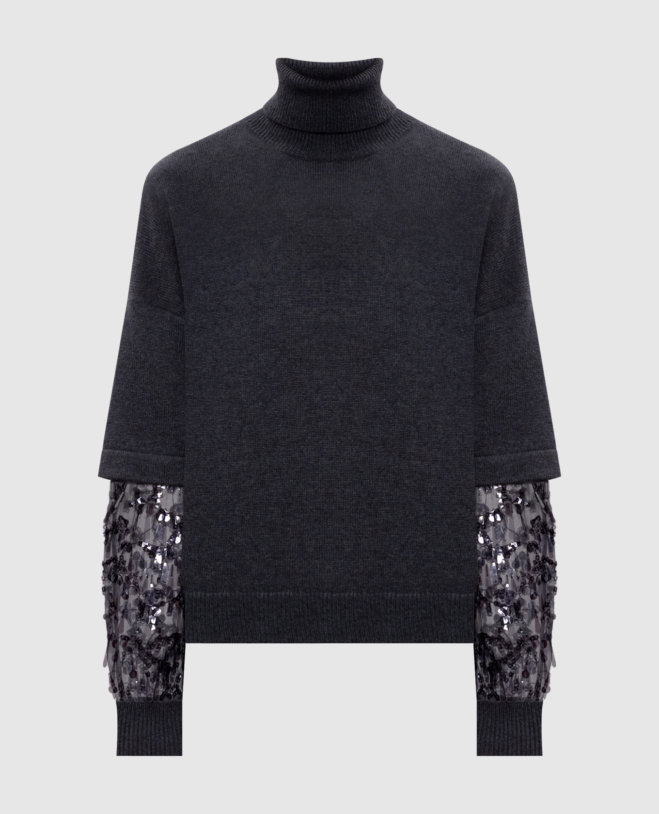 

Gray cashmere sweater with sequins Brunello Cucinelli, Grey