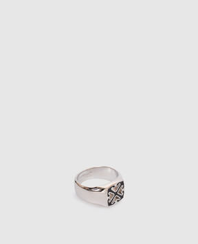 Off-White Silver ring with emblem OMOC078C99MET001