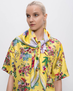 MANTERO 1902 Petals & Pies Yellow Silk Scarf 0904F0030G56414