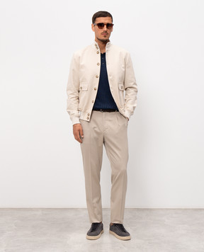 Pini Parma Beige jacket with linen BOMBERCOBEI