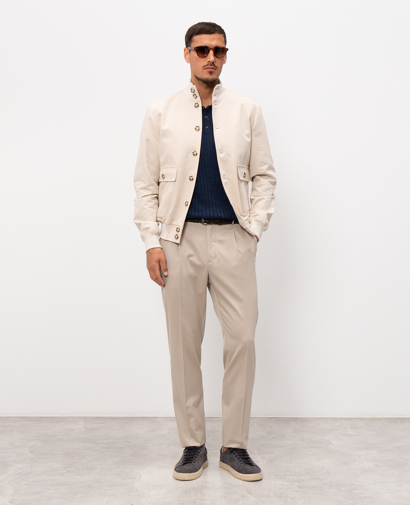 Beige jacket with linen Pini Parma 2