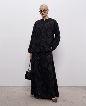 Agnona Black woven pattern maxi skirt TG1111XJ2001