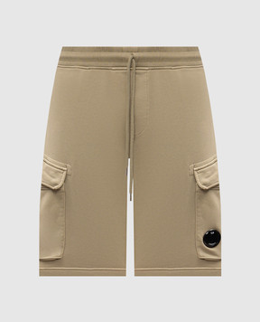C.P. Company Khaki shorts with logo MSB741A110044R