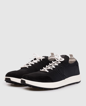 Kiton Black sneakers with monogram embroidery USSA031N01217
