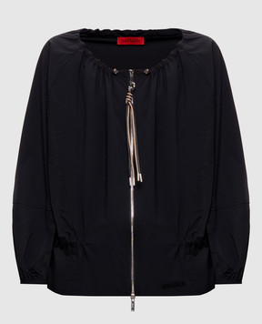 Max & Co Black windbreaker with textured logo MCOMOLI