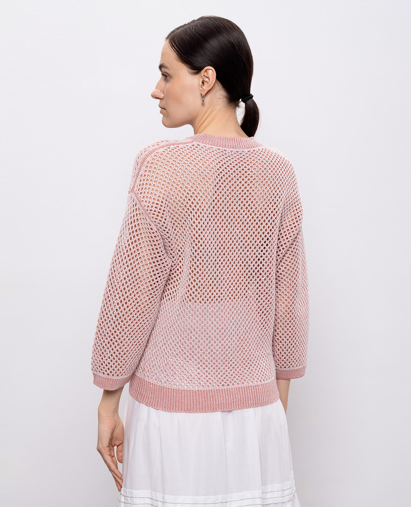 Pink openwork jumper with linen Peserico 4