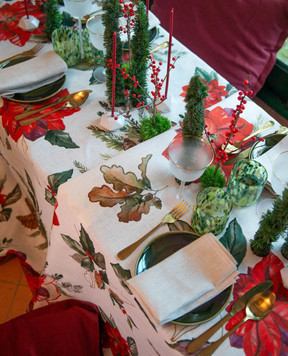 TESSITURA TOSCANA TELERIE White linen tablecloth ETOILE NT250109020067