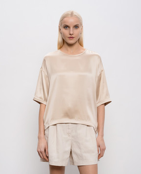 Brunello Cucinelli Beige silk blouse with chain M0C59DZ310