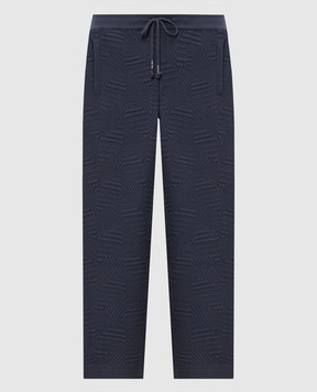 Stefano Ricci Blue cashmere sweatpants with textured pattern W505041P3DW26304
