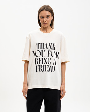 Ami Paris Ivory T-shirt with a print of the inscription UTS384726w