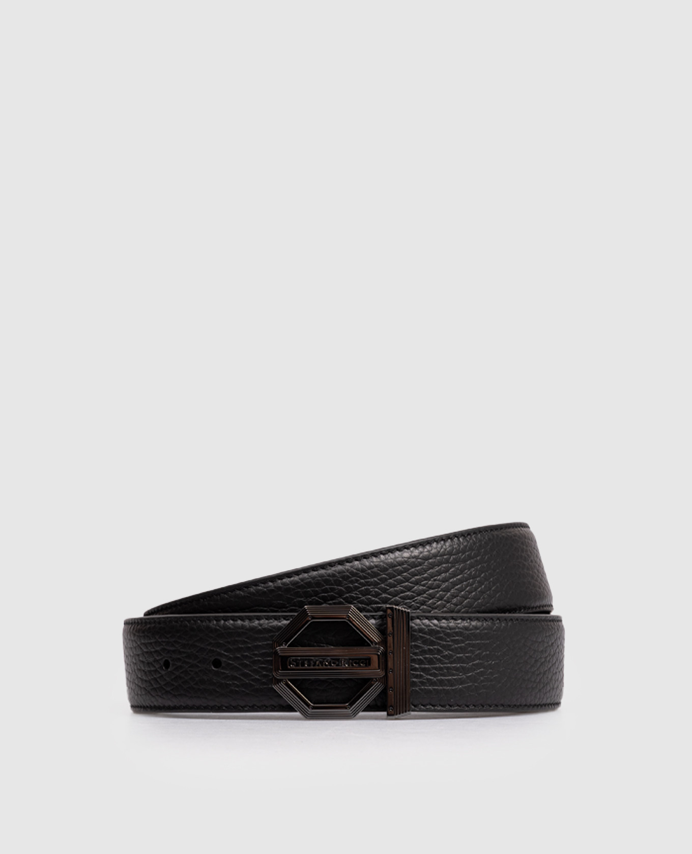 Black leather belt with logo