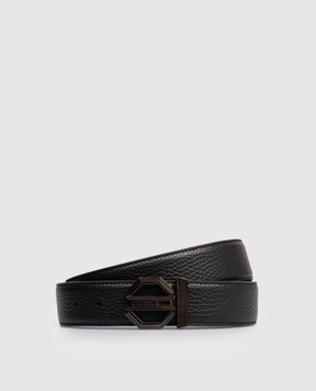 Stefano Ricci Black leather belt with logo N382VDC554U