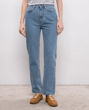 Loulou de Saison JUDE blue jeans with logo patch JUDELDS