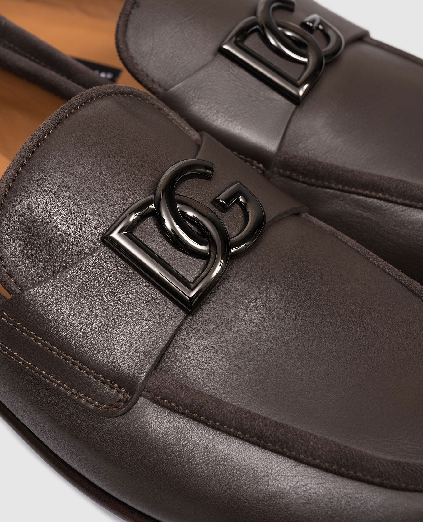 Brown leather loafers with DG logo monogram Dolce&Gabbana 5