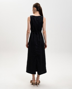 Faithfull Taylor black linen midi dress FFC06BLK