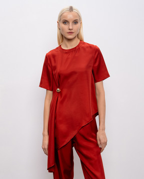 Loulou de Saison Terracotta Asymmetric MADEA Silk Blouse MADEA