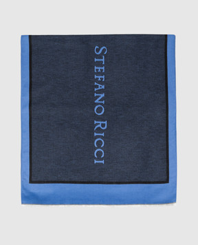 Stefano Ricci Blue silk scarf with logo print MWA63000207571