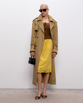 Saint Laurent Yellow silk skirt with lace 856886Y7J24