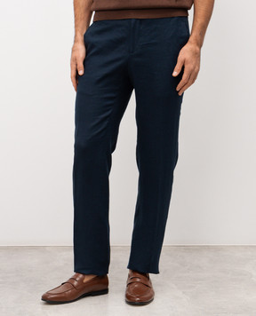 Kiton Blue linen pants UPN01H09690