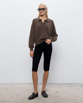 LISA YANG Katriel brown cashmere pullover with polo collar 2026310