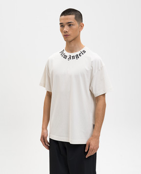 Palm Angels Ivory T-shirt with contrast logo PMAA109S26JER008