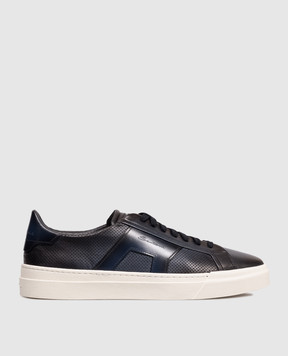 Santoni Blue perforated leather sneakers MBGT22068PNNTFGO