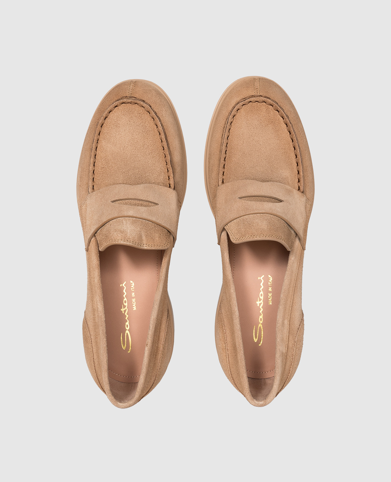Brown suede loafers Santoni 4