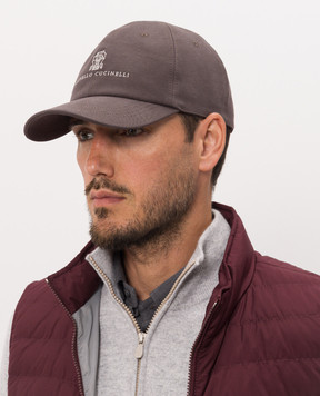 Brunello Cucinelli Brown cap with embroidery M252D9850