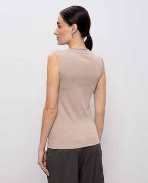 Peserico Beige melange top with monil chain and lurex A08625J05669C