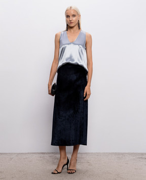 Peserico Blue corduroy midi skirt A0573001597