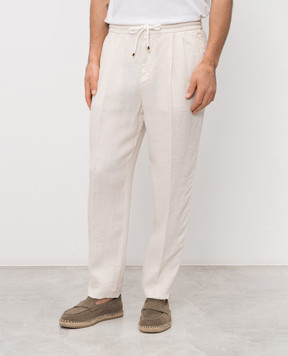 Brunello Cucinelli Ivory linen pants M243DE1710
