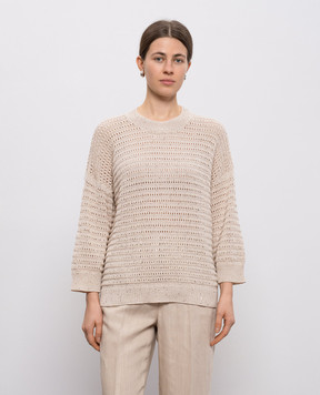 Peserico Beige openwork jumper with sequins S99121F0509110