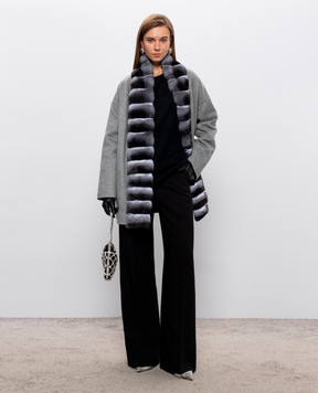Fabio Gavazzi Gray cashmere coat with chinchilla fur FG2344FDOR