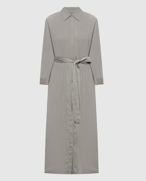 Peserico Khaki striped silk shirt dress S02215A01176