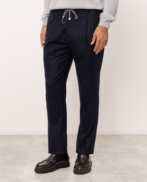 Cashmere&Whiskey Blue wool and cashmere pants 02556R0775