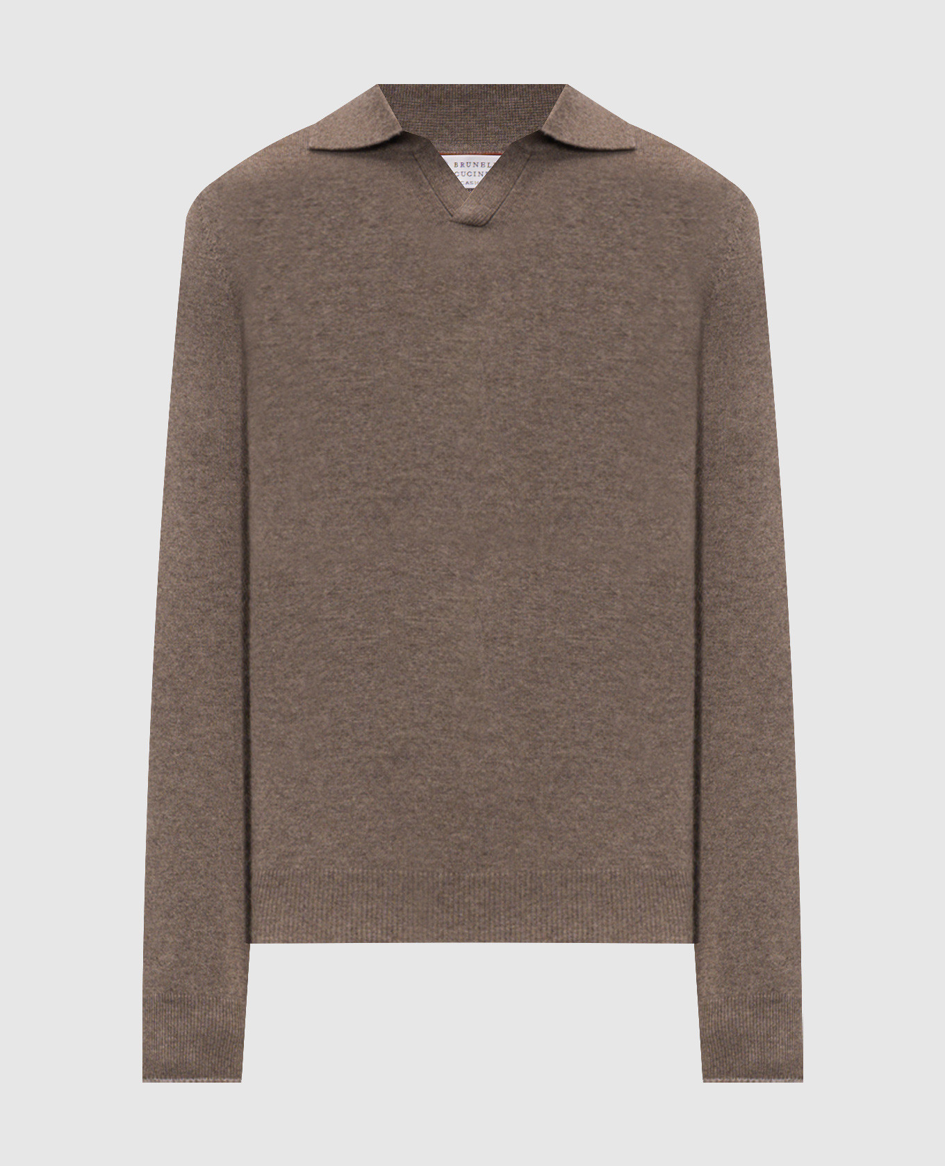 Brown cashmere polo shirt