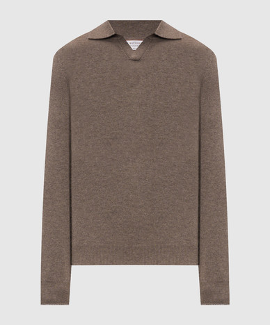 Brown cashmere polo shirt