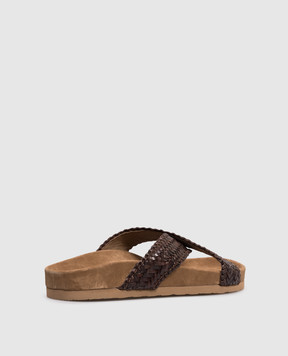 Dragon Brown leather flip-flops DGS65109