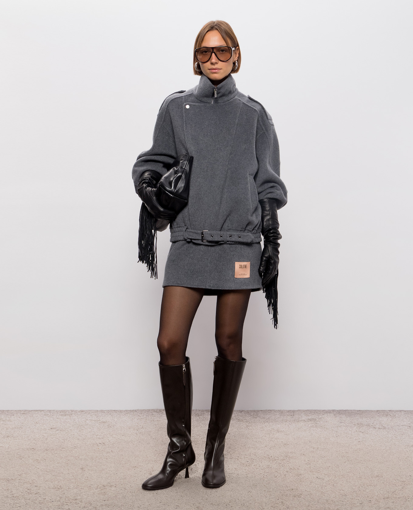 Gray wool and cashmere skirt Solotre 2
