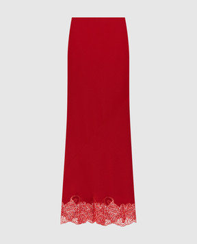 Ermanno Scervino Red maxi skirt with lace D482O387APOWQ