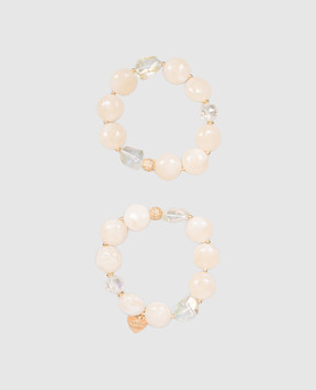 Dolman Bijoux Set of beige bracelets with crystals 33775