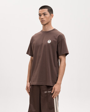 Palm Angels Brown T-shirt with logo patch PMAA109S26JER00B