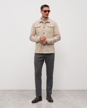 Florentino Grey pants with logo patch 225554520706